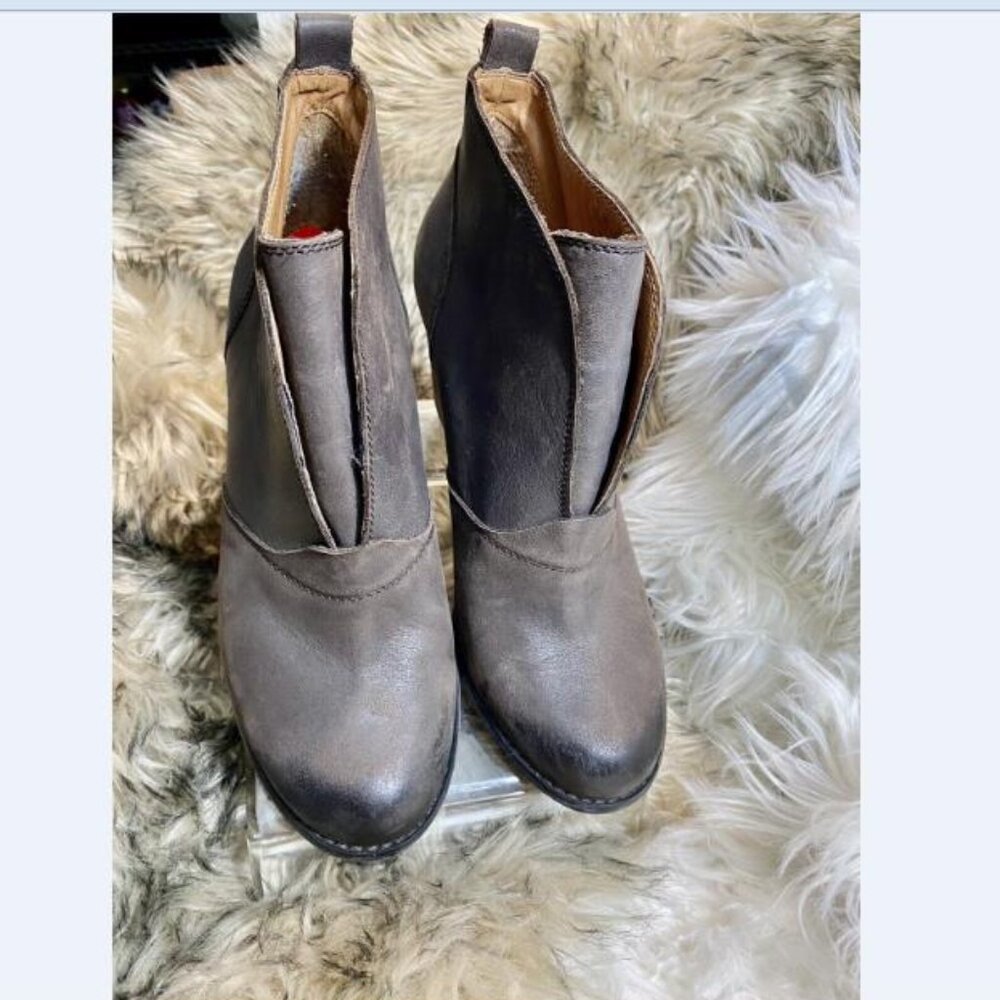 Lucky Brand Yinan Pull On Wedge Ankle Boots Booties Shoes Womens Size 10 Brown